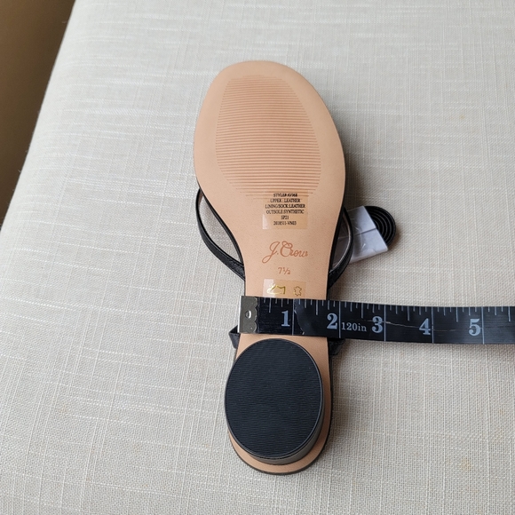 New! J.Crew sz 7.5 Black Leather Ankle-wrap thong sandal shoe rounded heel NWT - Picture 5 of 9